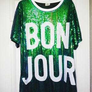 Bon jour Sequin shirt dress os